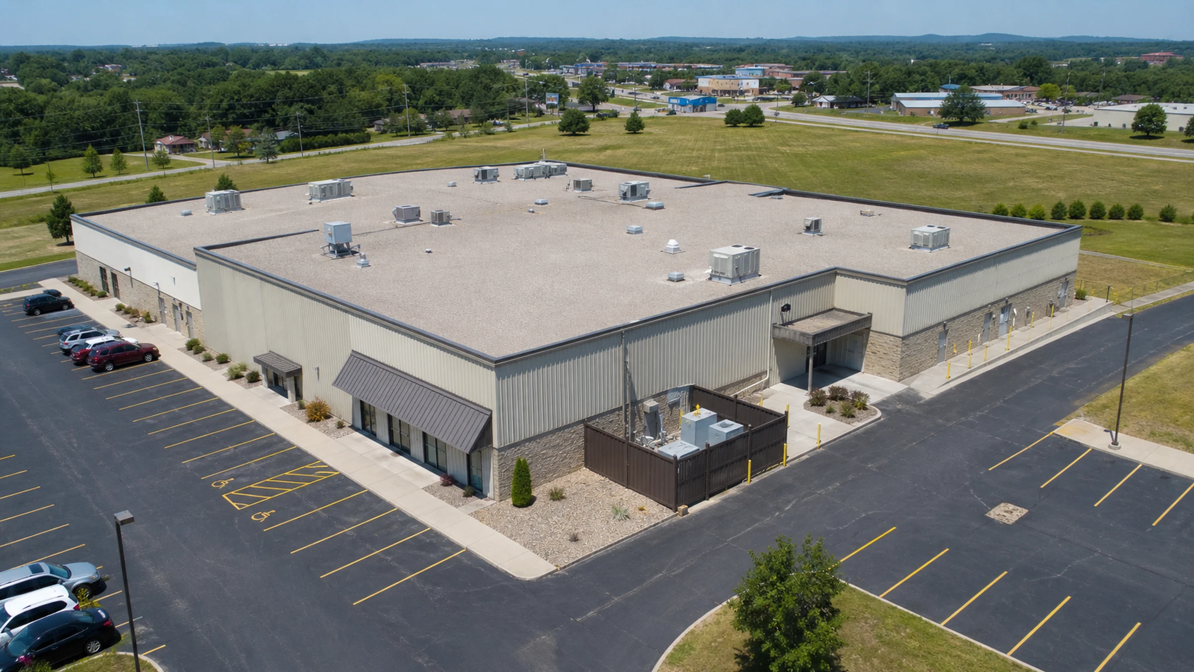 Representative aerial view of a commercial property prepared for inspection documentation.