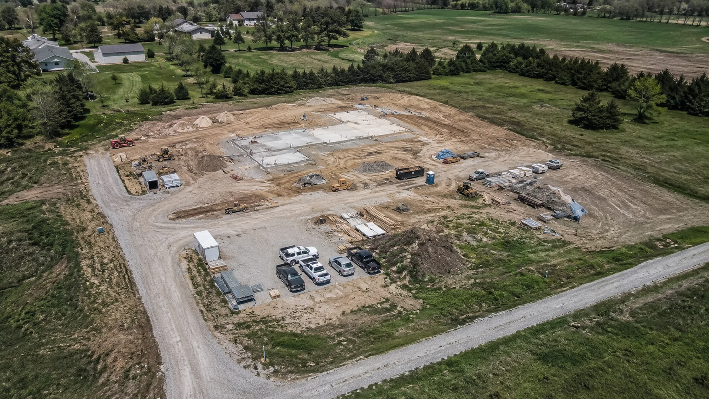 Repeatable construction progress drone photo showing a Missouri jobsite from a consistent aerial viewpoint.